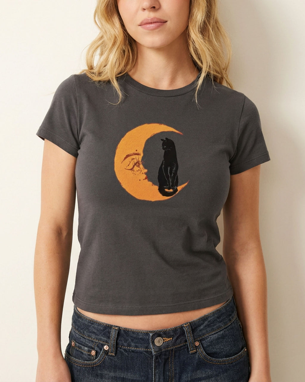 Black Cat Moon Baby Tee