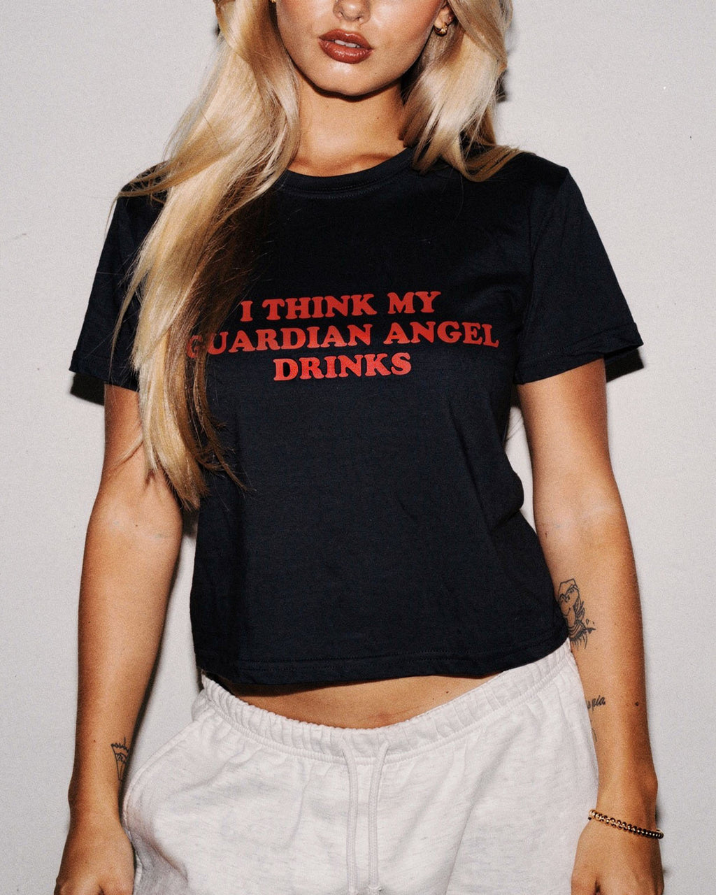 I Think My Guardian Angel Drinks Baby Tee
